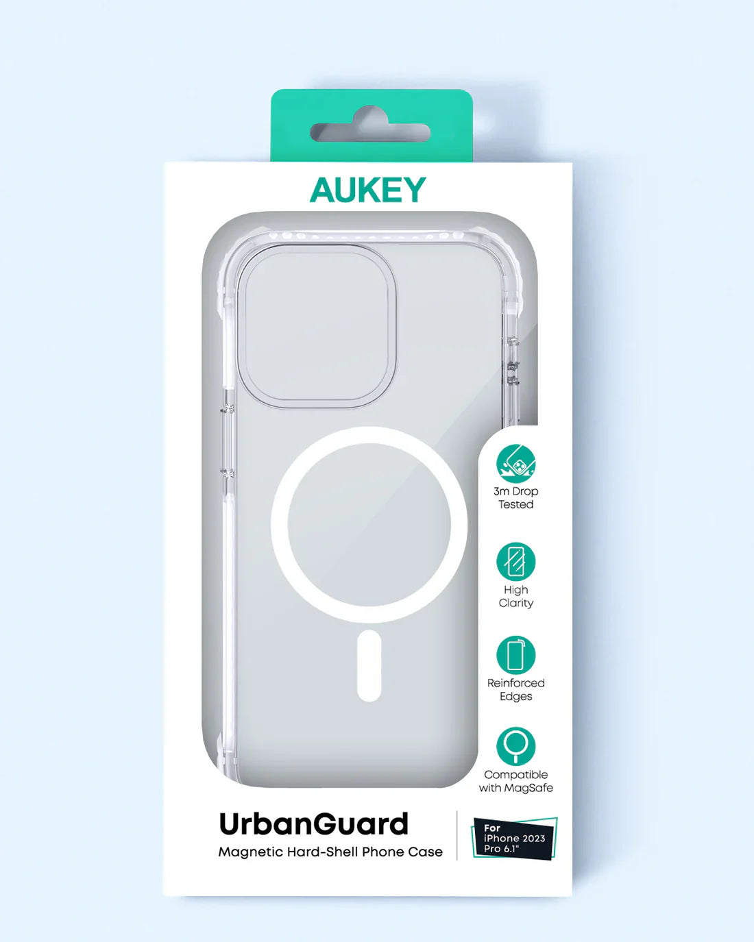 Aukey Urban Guard Magnetic Hard-Shell iPhone 15 Phone case - Transparent (TM11A)