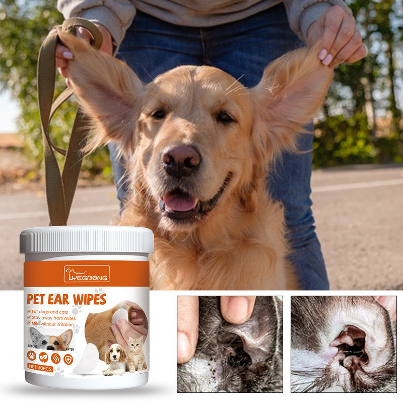 Yegbong Pet Ear Wipes for Cleaning and Deodorizing to Remove Ear Mites and Wax