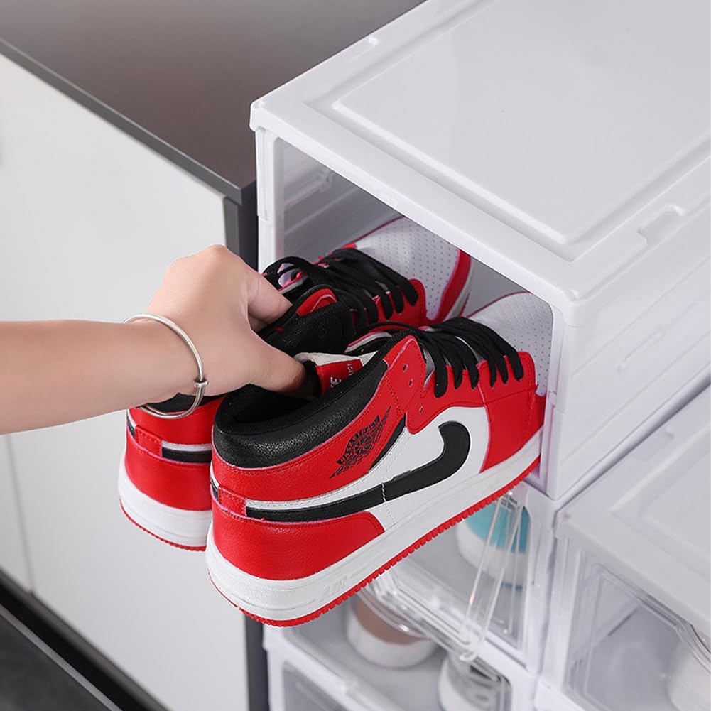 CARLA HOME 3-Tier Stackable Shoe Storage Box Organizer with Clear Door for Closet, Entryway or Cabinet