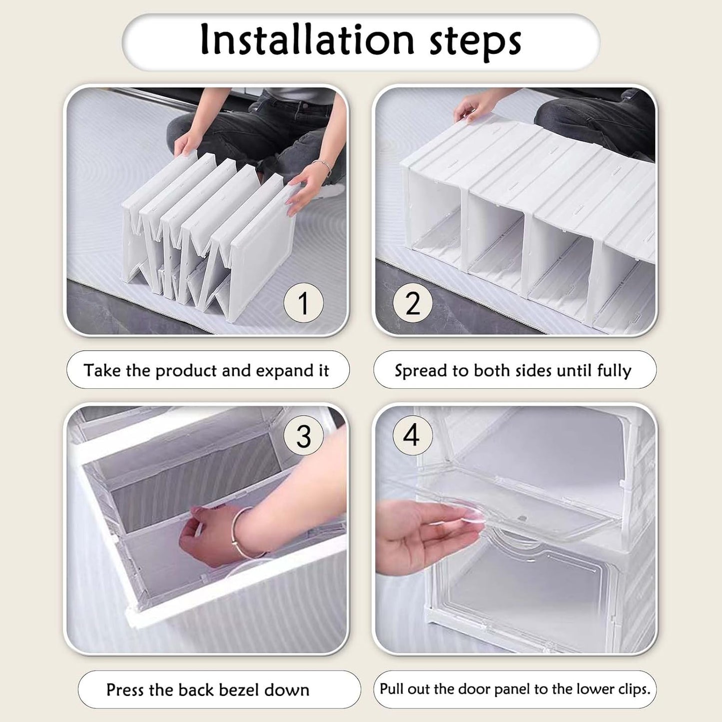CARLA HOME 3-Tier Stackable Shoe Storage Box Organizer with Clear Door for Closet, Entryway or Cabinet