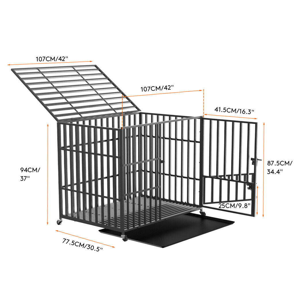 42 XL Heavy Duty Dog Cage Playpen Kennel w/ Wheels