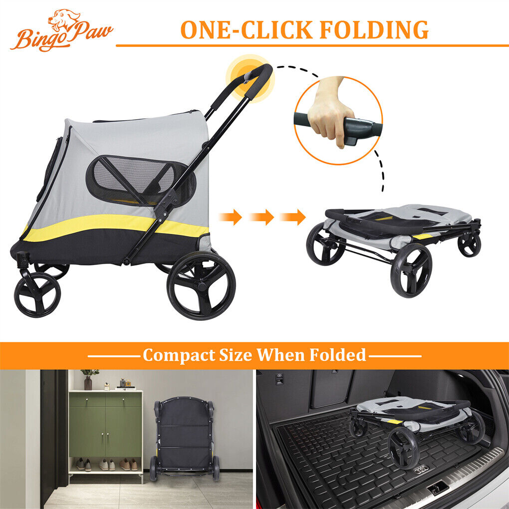 Dog Stroller w/ Rain Cover Foldable Pet Cart