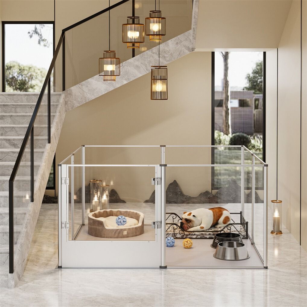 Large Acrylic Dog Playpen 120x120x61CM 8 Panels Cage