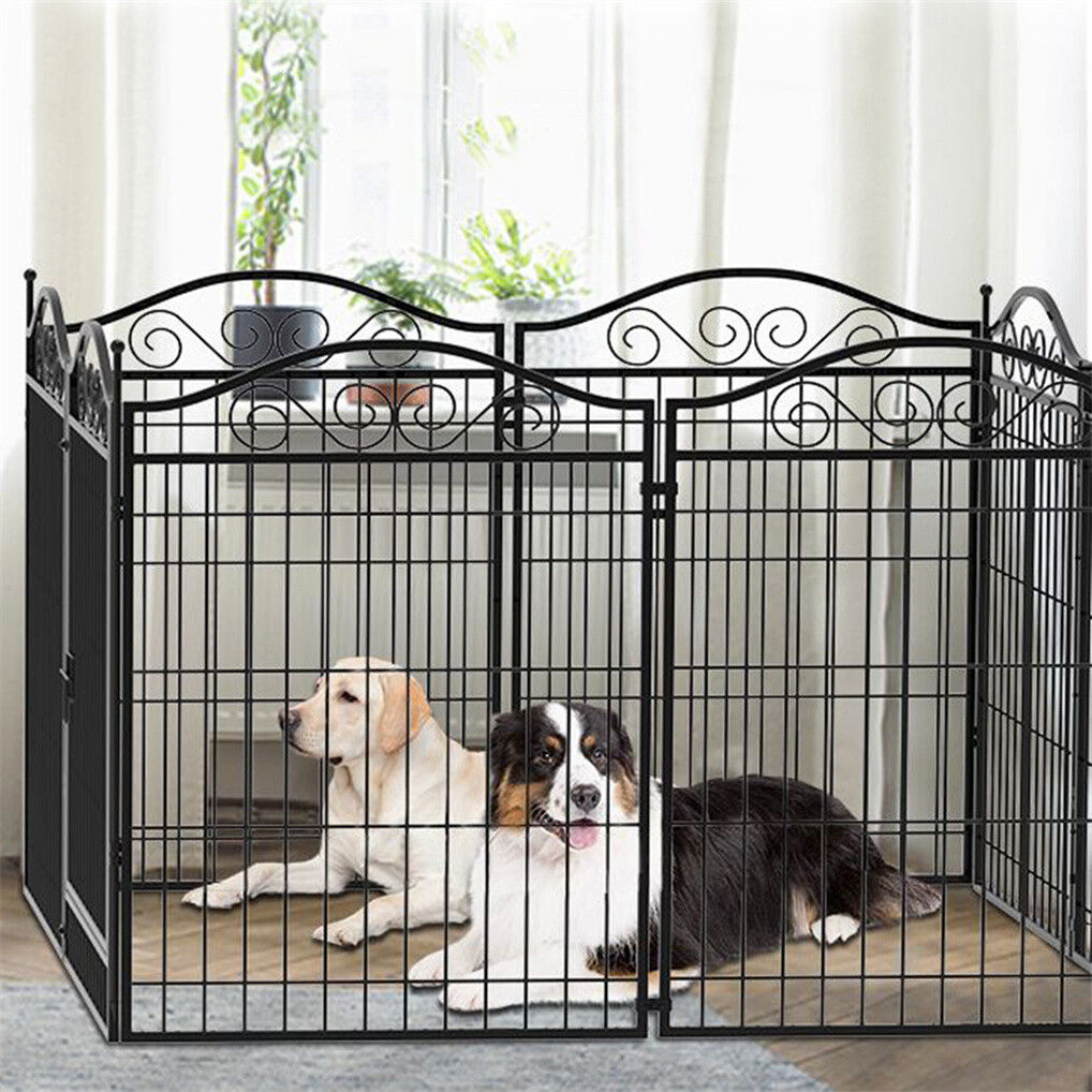 8 Panel Pet Playpen Gate Extension w/ Lockable Door