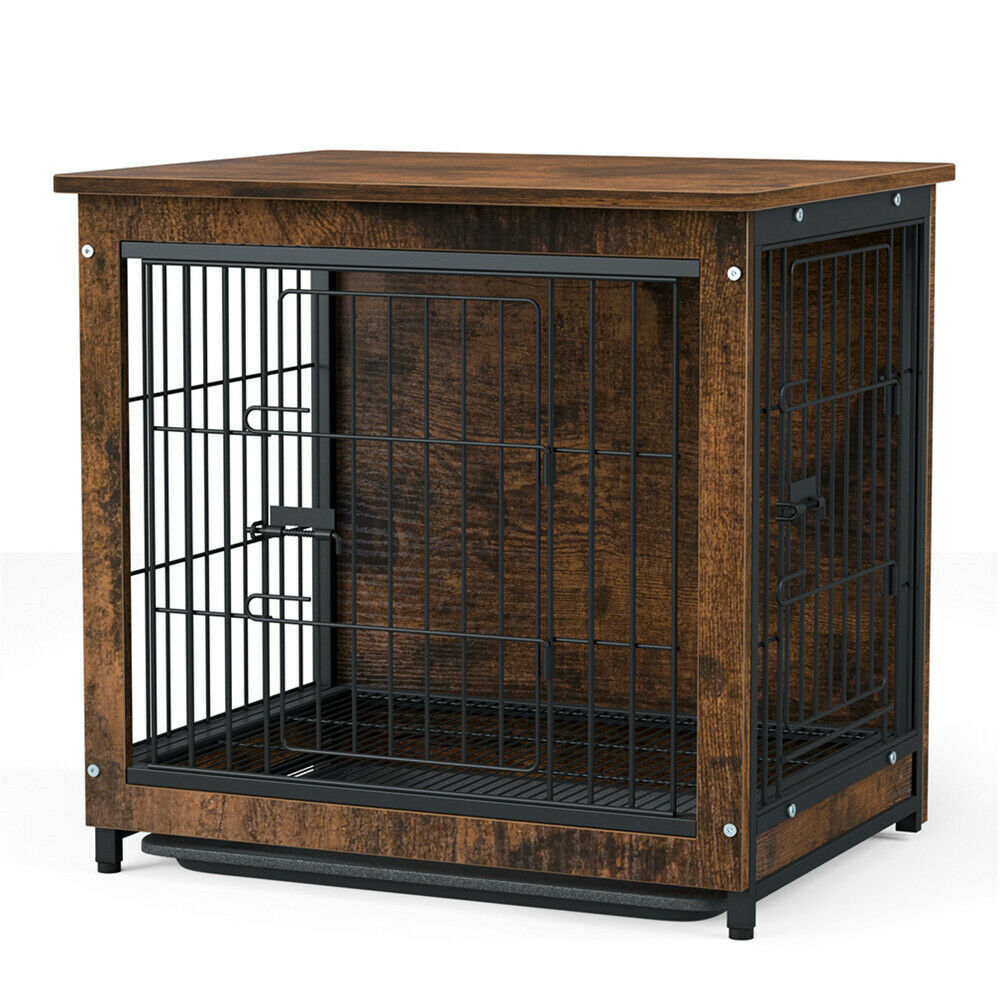 Medium Wooden Dog Crate Kennel 80.5x59x70cm End Table Nightstand