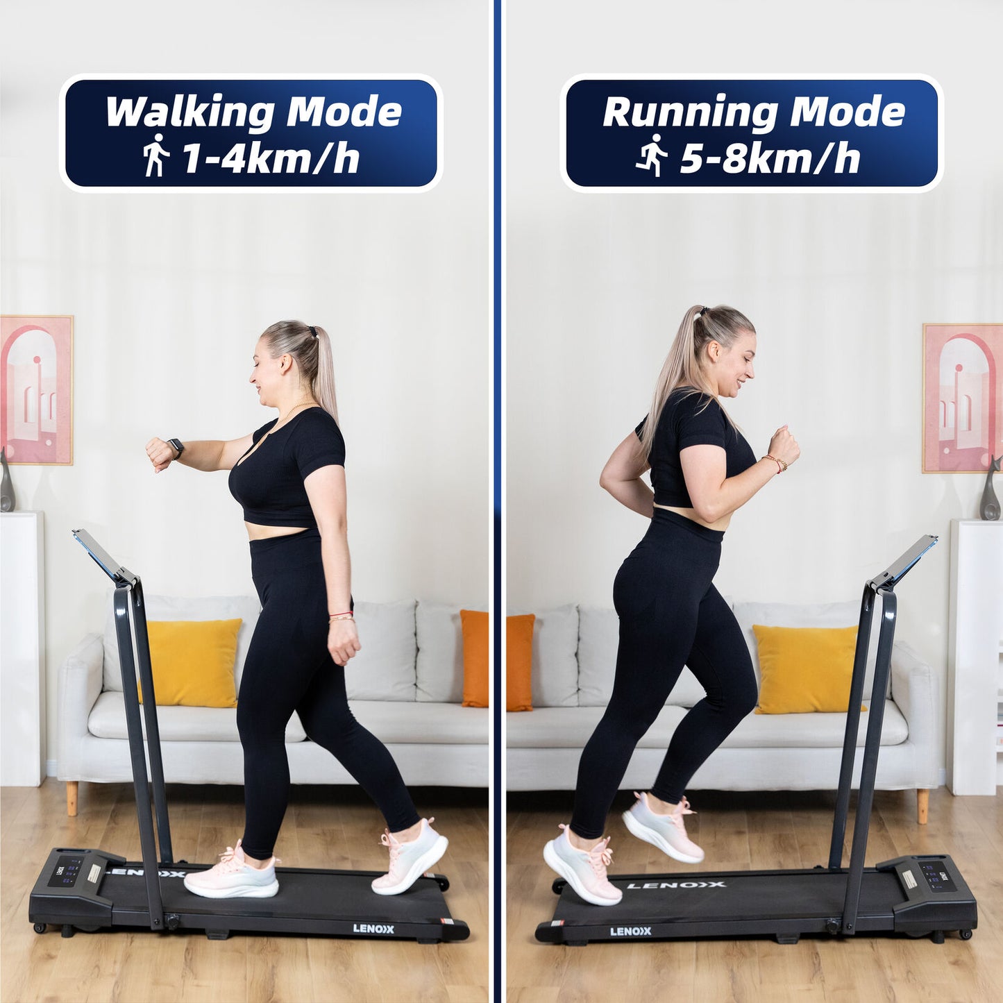 2HP Walking Pad Treadmill w/ Remote, Foldable Handrail, and Tablet Holder