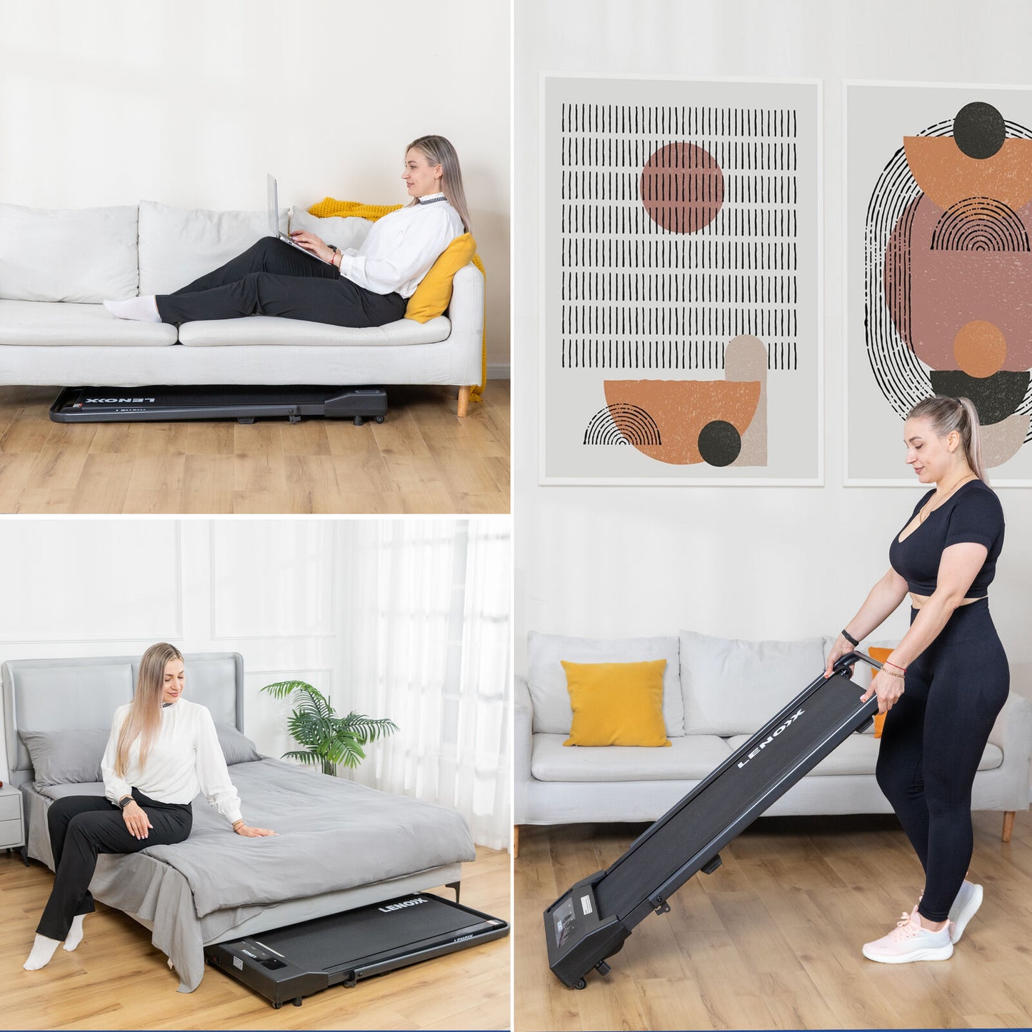 2HP Walking Pad Treadmill w/ Remote, Foldable Handrail, and Tablet Holder