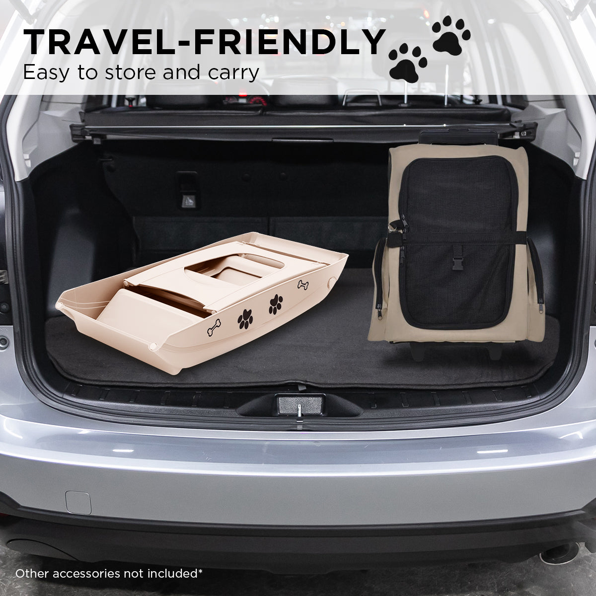 Furtastic Foldable Pet Stairs In White - 50cm Dog Ladder Cat Ramp