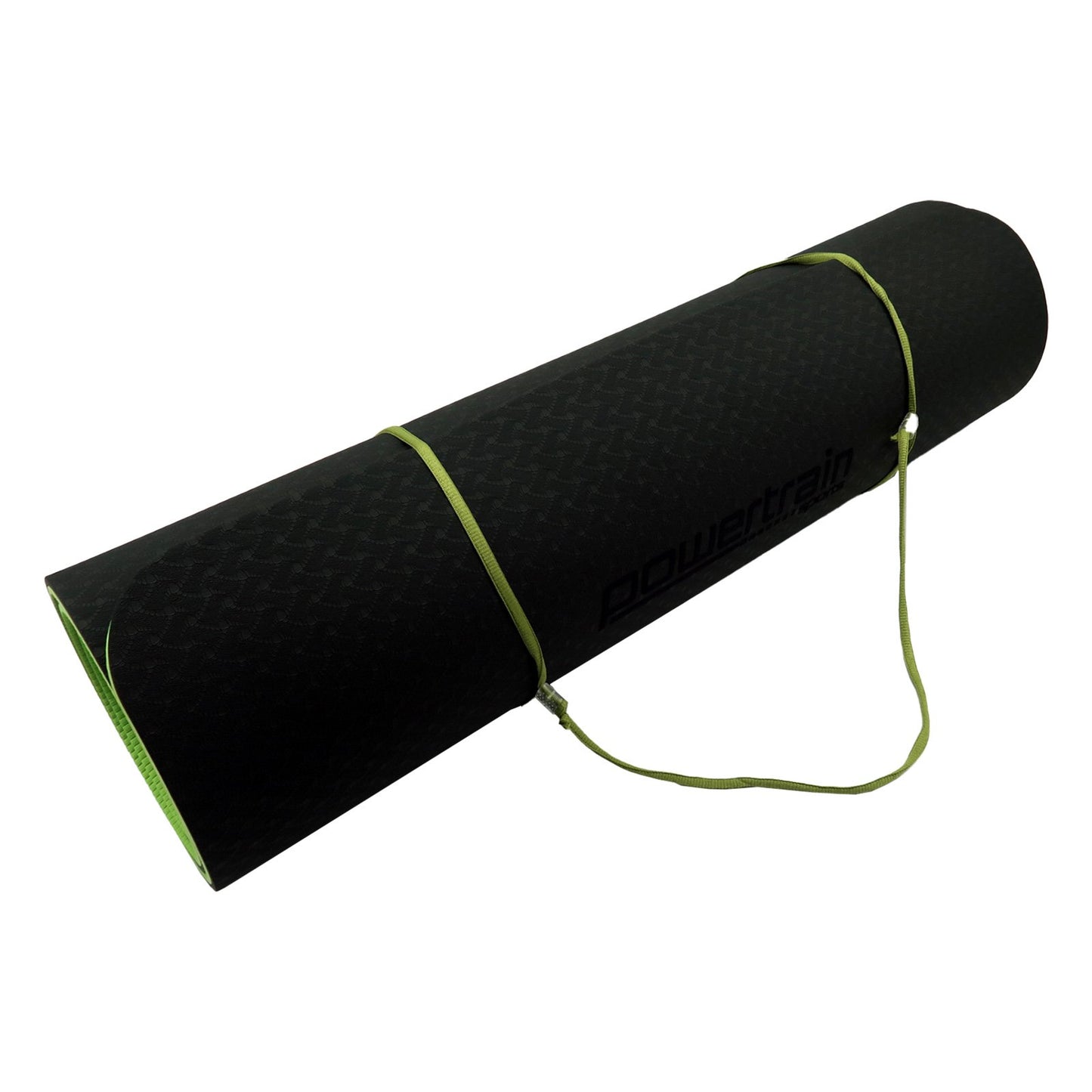 Powertrain TPE Yoga Exercise Mat Home Gym Pilates Fitness 8mm Thick in Black/Green