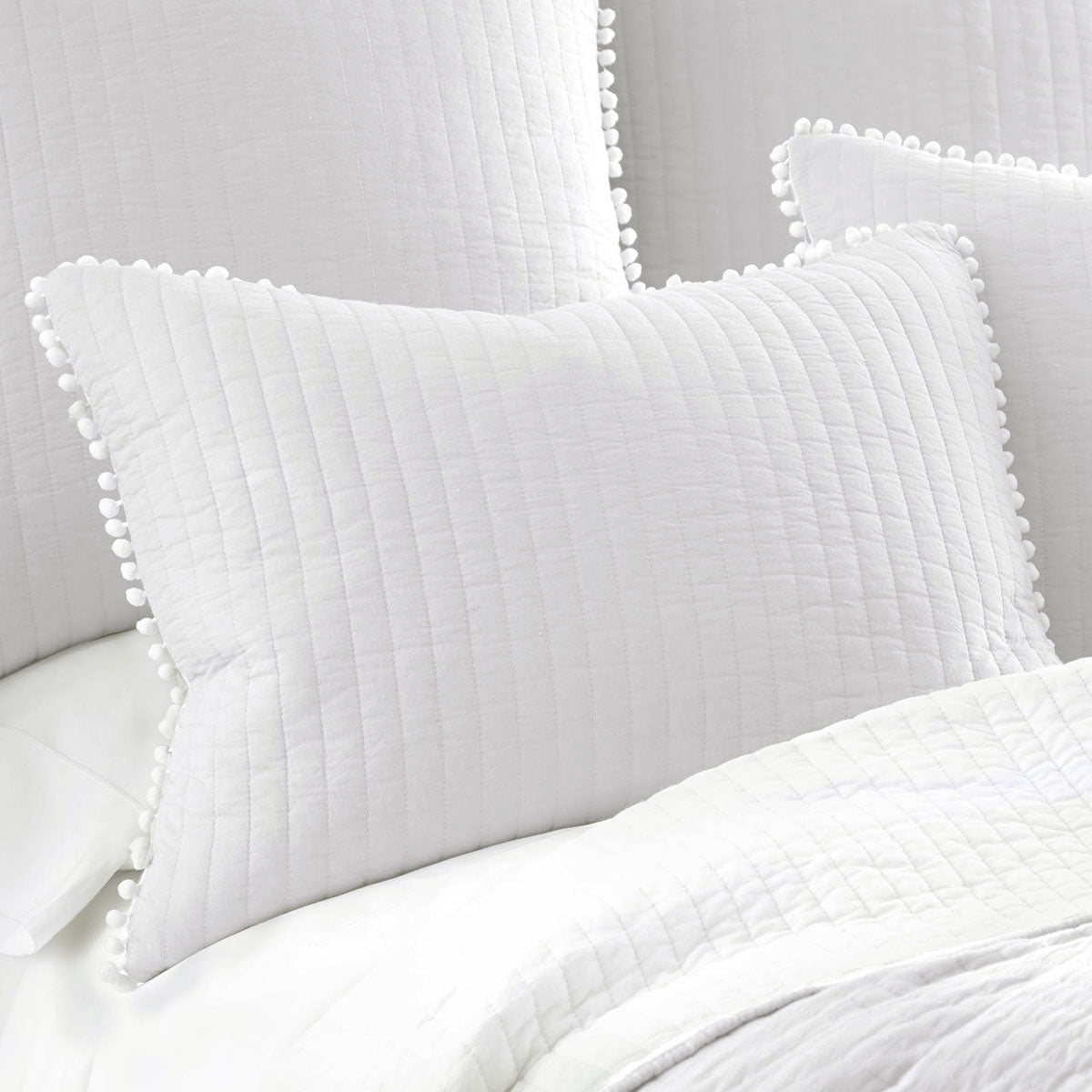 Jenny Mclean Clavo Pompom White 3 Piece 100% Cotton Coverlet Set Super King