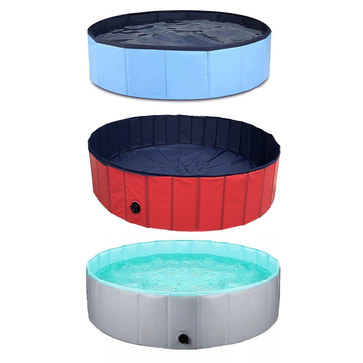 Pet Swimming Pool Foldable Portable Pool for Dogs Outdoor Summer Play - Blue-80x20cm