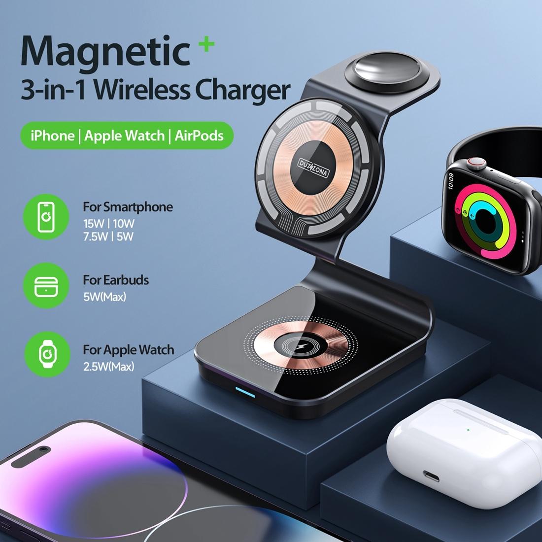 15W 3 In 1 Transparent Magnetic Wireless Charger