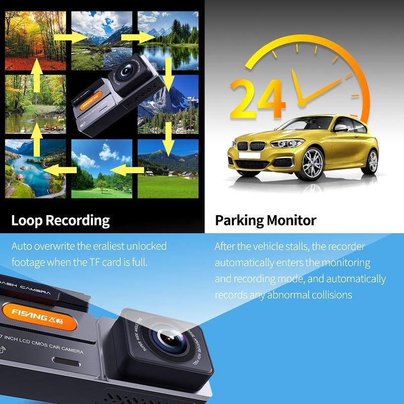 High Definition Car Wifi Dash Cam with Night Vision - 2k - Dual Recording 2K+720P