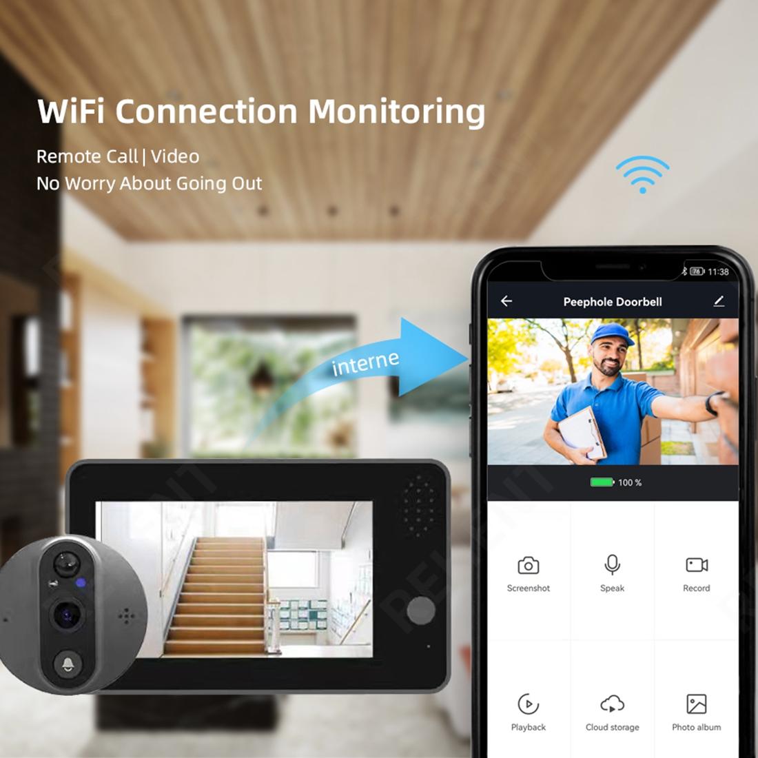 Smart Wifi Doorbell With Night Vision & Motion Detection - 4.3 Inch Screen