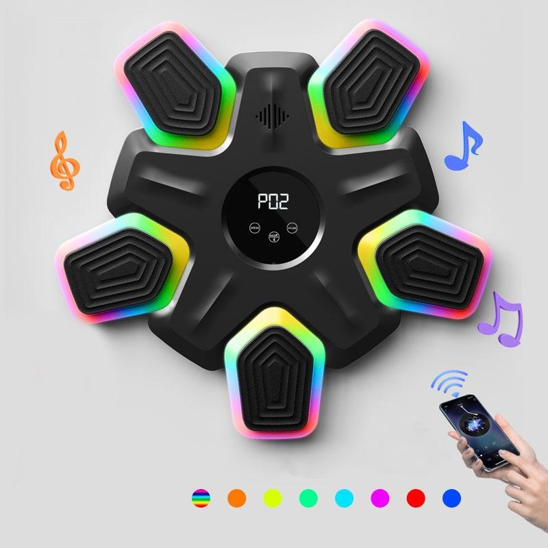 Bluetooth Music Boxing Machine - 4 Modes 9 Speeds Colourful Lights - With Kids Golves White