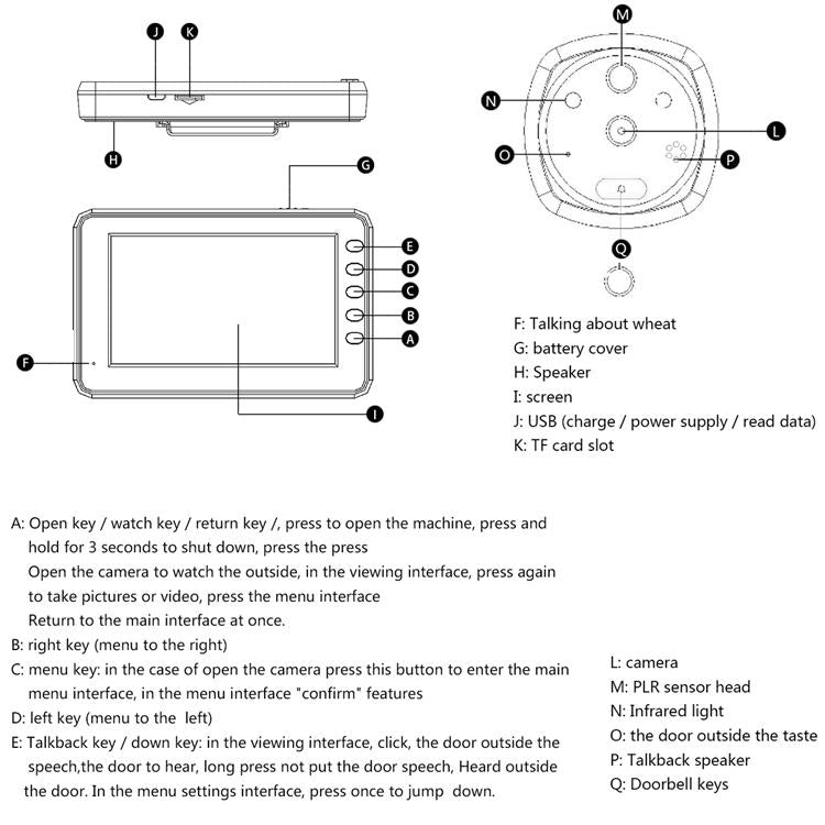 Smart Doorbell With 4.3 Display 3.0Mp Camera Motion Detection Night Vision & Tf Card Support 32Gb Max