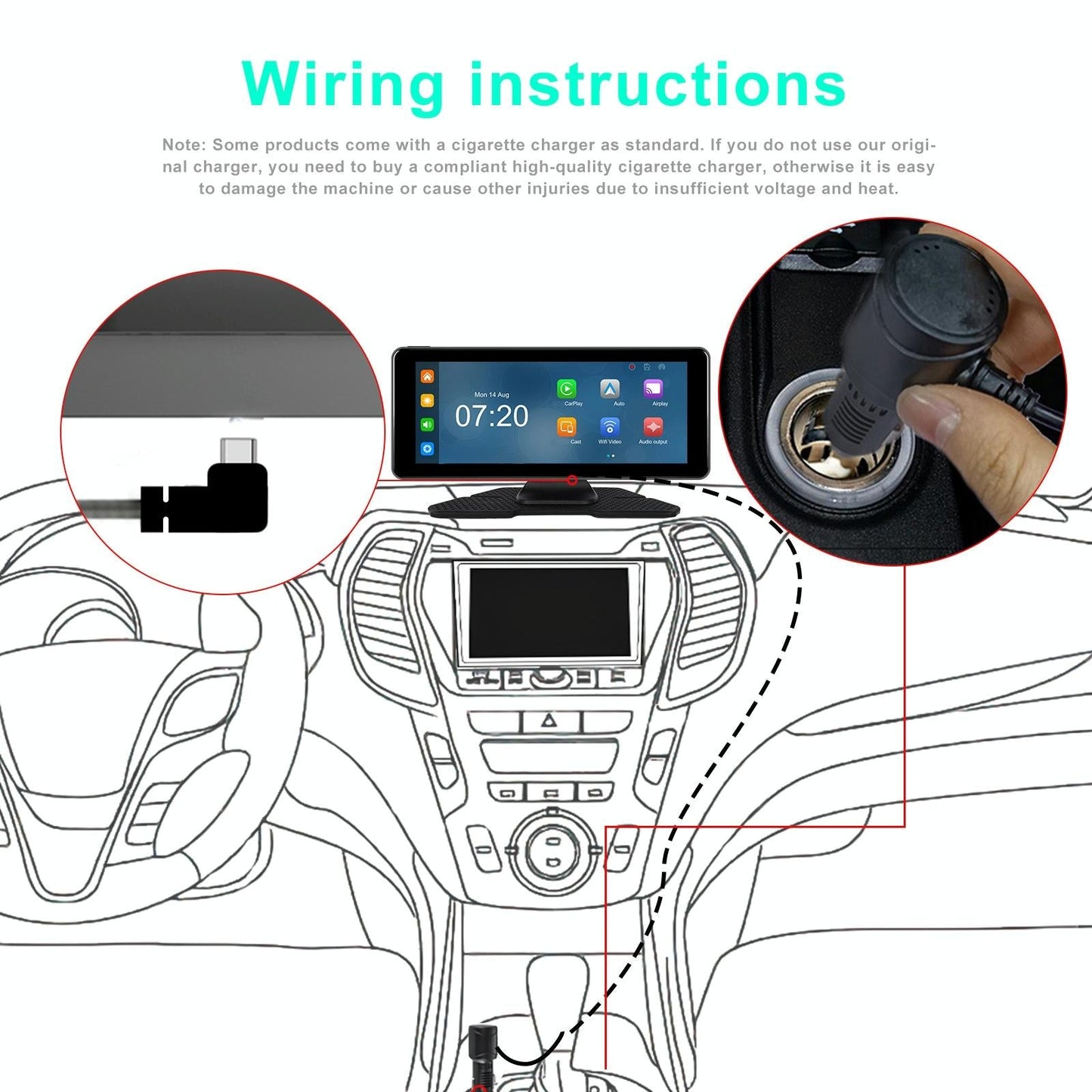 6.86 Inch 4K Dvr Smart Screen Player - Compact & High-Resolution - Standard + Reversing Camera