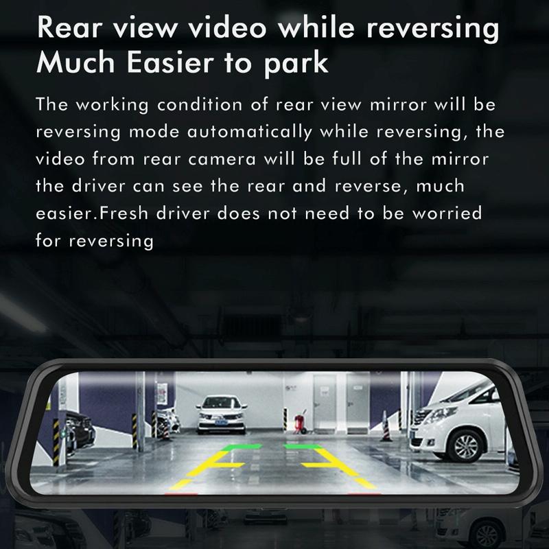 Large 9.66 Dual-record Driving Recorder with 2k Touch Screen and Parking Video Reversing Image