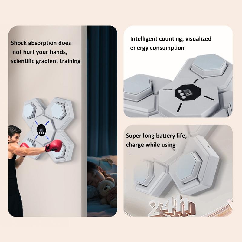 Rechargeable Bluetooth Boxing Machine With Adult & Child Gloves - Blue - With Adult & Child Gloves Pink Blue