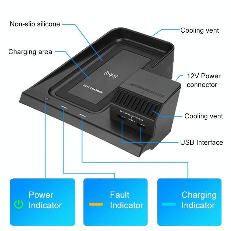 10w Wireless Charger for Honda Avancier / Urv 2017-2020 Qi Standard Quick Charging