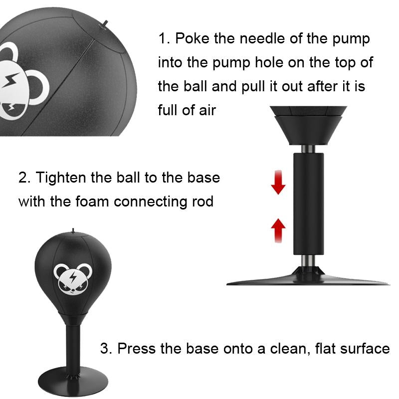 Desktop Speed Ball For Boxing Training - Bear Design With Gloves & Pump - Bear+Children Gloves+Pump