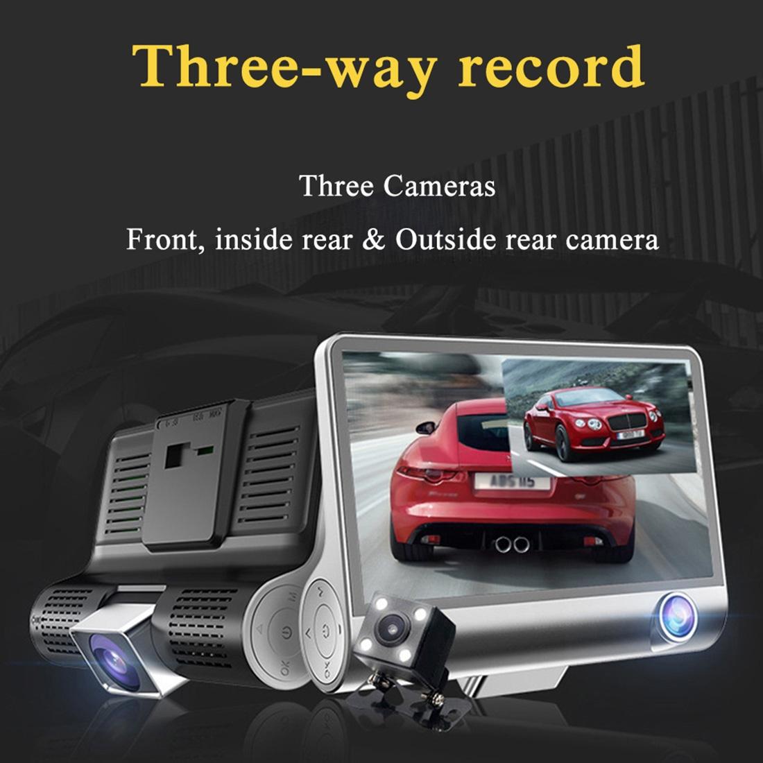 Full Hd 1080p 3-channel Car Dvr with 4 Ips Screen 5mp Camera and 170 Degree Wide Angle