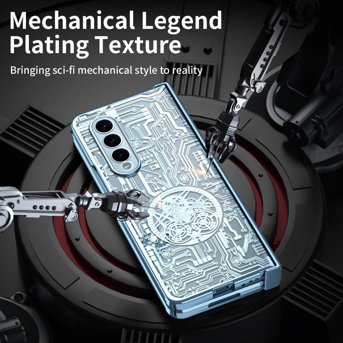 For Samsung Galaxy Z Fold4 5G Foldable Electroplated Phone Case - Mechanical Legend 4. - Green