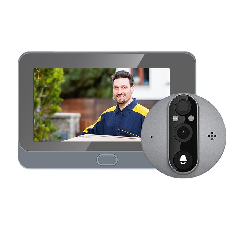 Smart Wifi Door Viewer With Wide-Angle Pir & Night Vision - 1080P 4.3 Inch Dingdong Photo - White