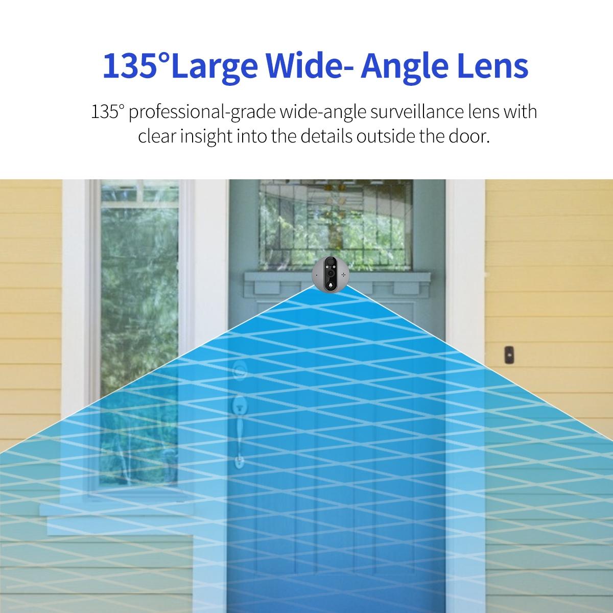 Smart Wifi Door Viewer With Wide-Angle Pir & Night Vision - 1080P 4.3 Inch Dingdong Photo - White