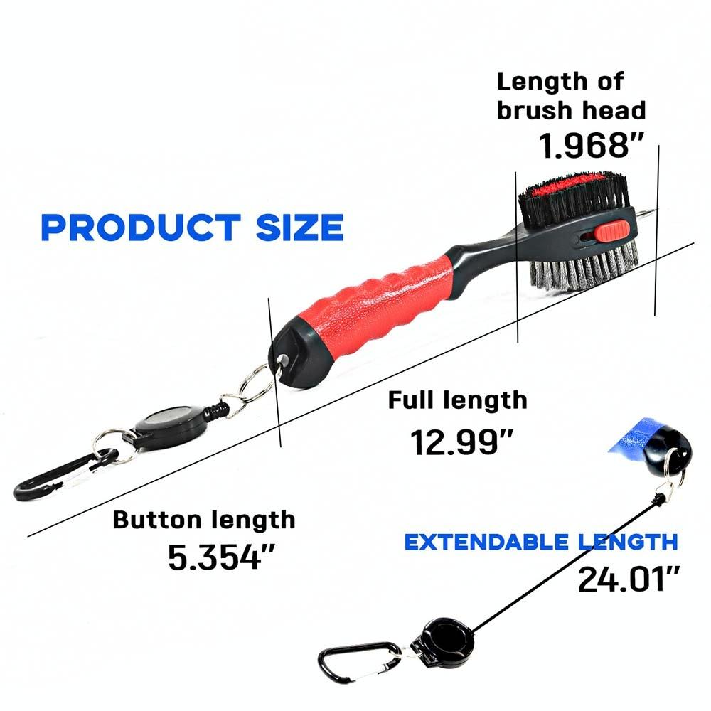 Portable Golf Club Brush - Retractable - Black