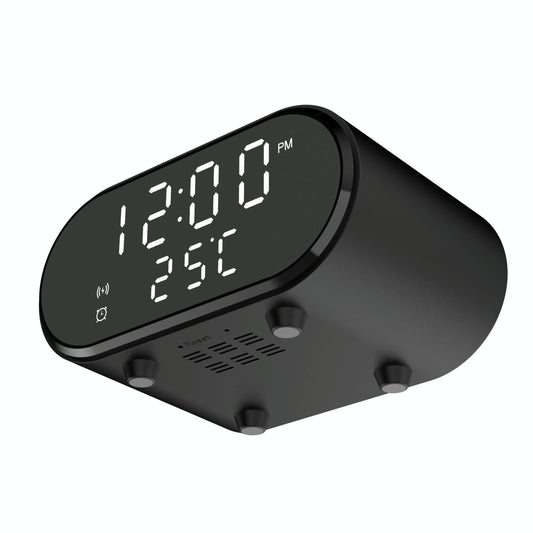 15W Wireless Charger With Mirror & Clock - Black