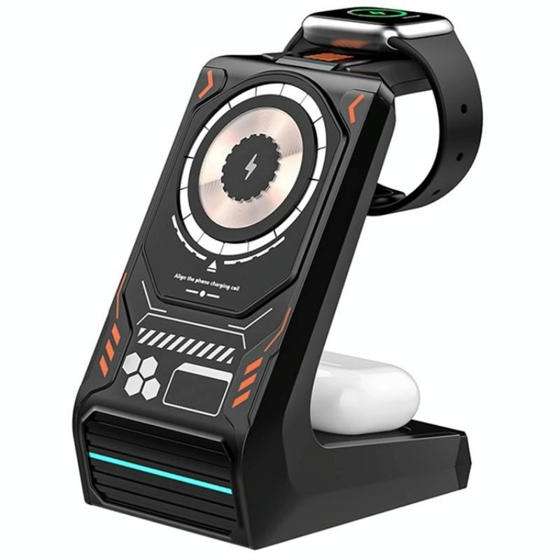 3 In 1 Wireless Charger For Mobile Phone And Earphones - Beige