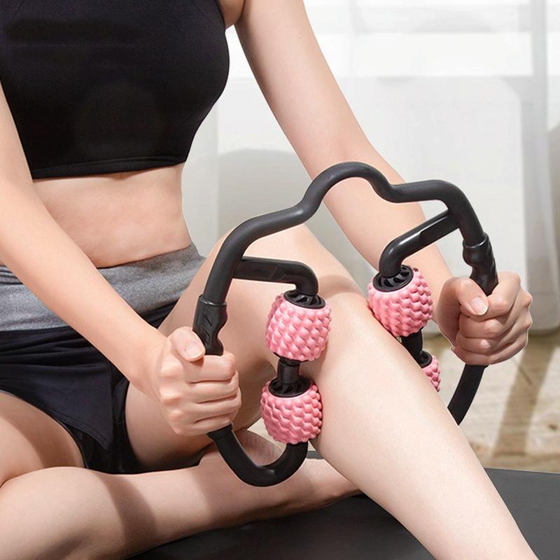 Muscle Massage Roller Foam Shaft For Yoga & Fitness - Water-Drop Type Cherry Pink