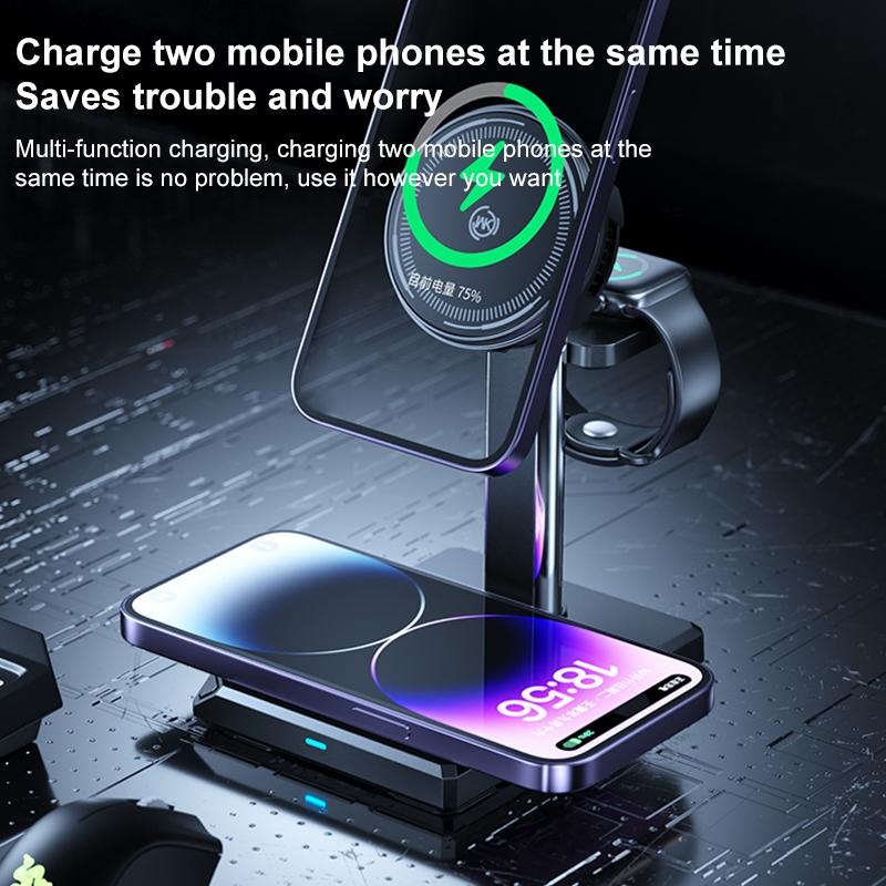 15W 4 In 1 Magnetic Wireless Charger Stand - Black