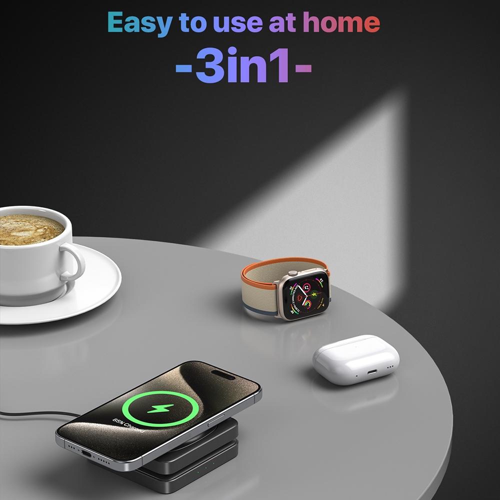 Portable Magnetic Wireless Charger Fast Charging Black