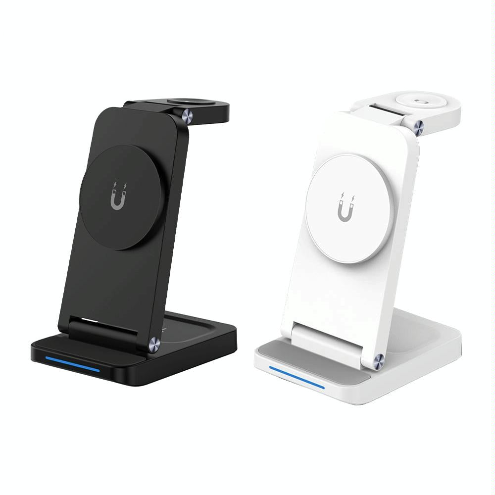 3 In 1 Magnetic Wireless Charger Stand - Black