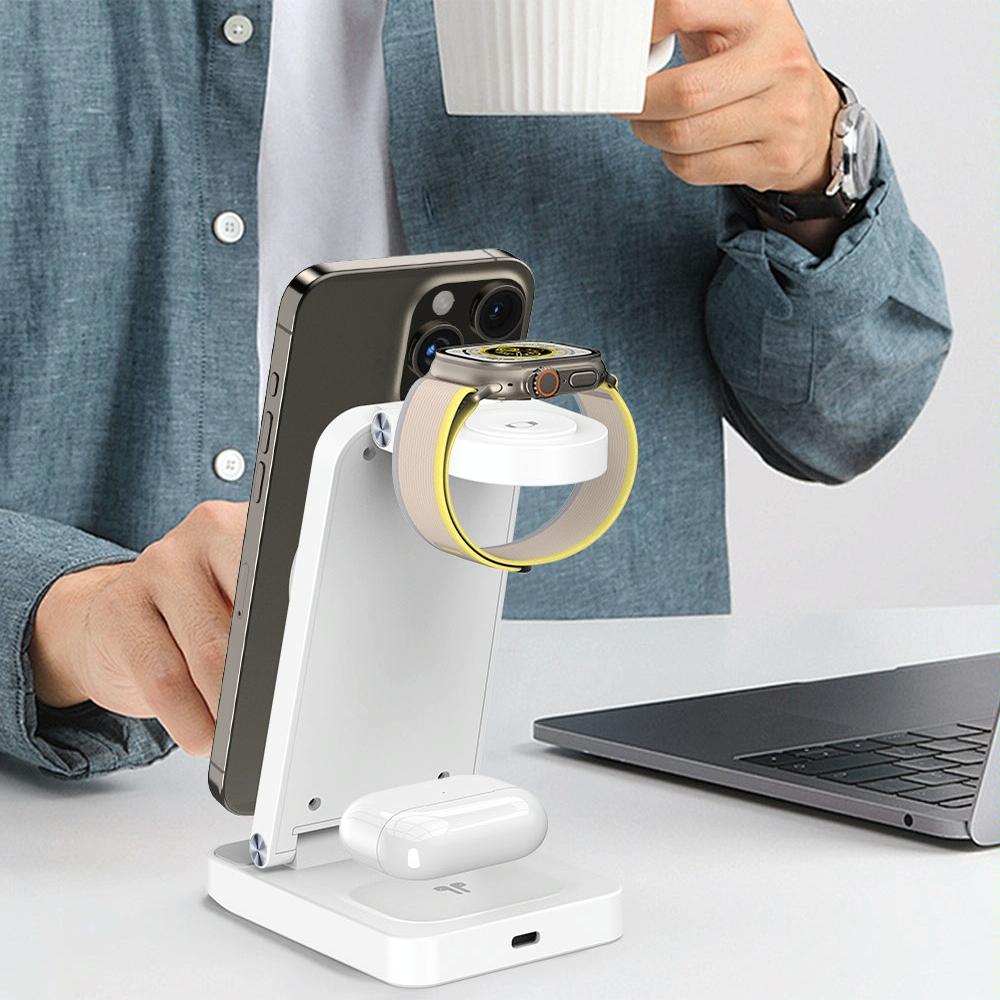 3 In 1 Magnetic Wireless Charger Stand - Black