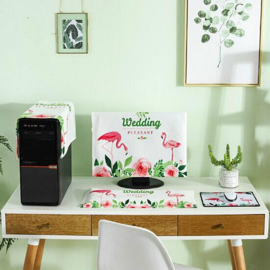 Universal 3-in-1 Desktop Pc Dust Cover - Fits 17-19 Inch - Flamingo