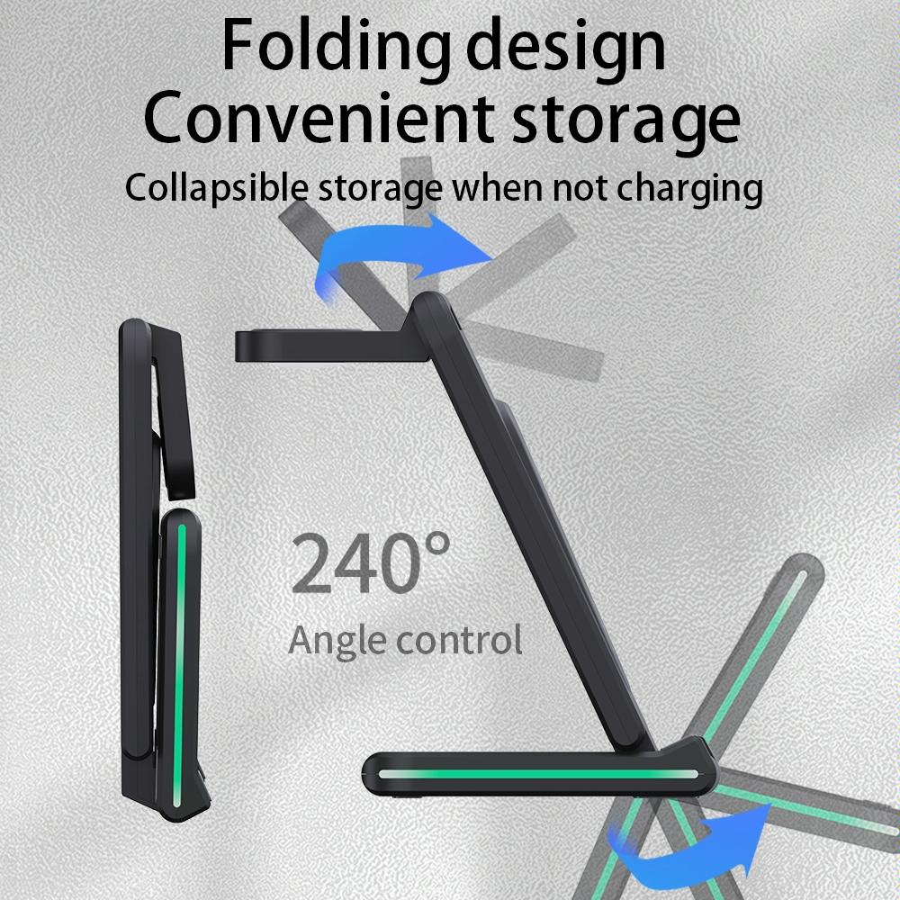 5 In 1 Foldable Wireless Charger 15W Black