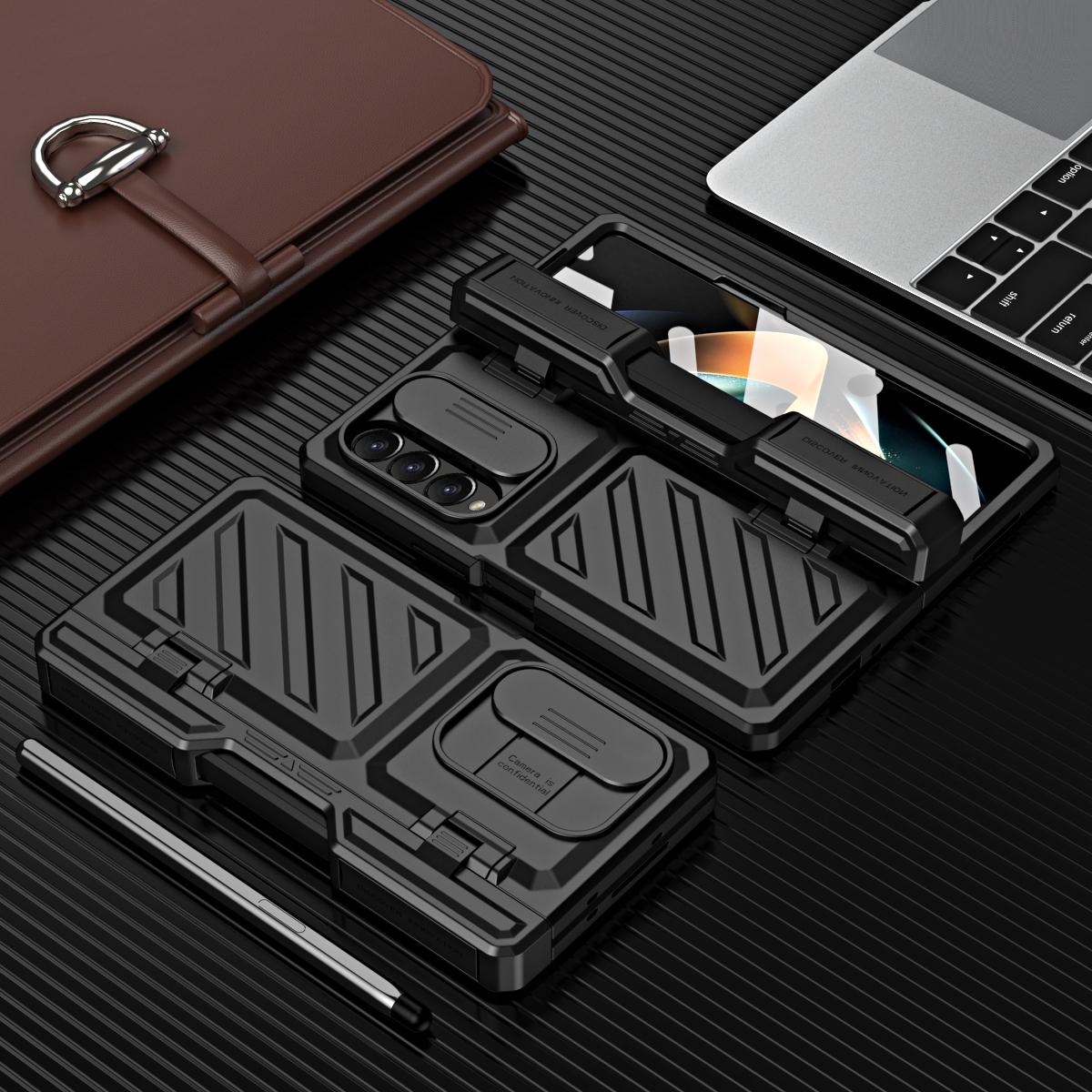 For Samsung Galaxy Z Fold4 5G Shockproof Tpu Pc Case With Pen - Black