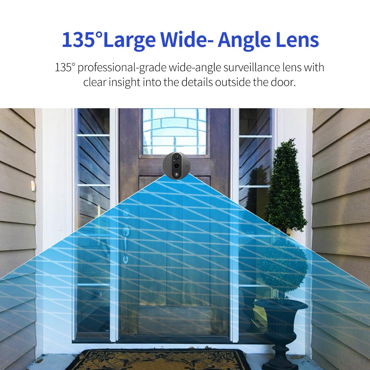 Smart Wifi Door Viewer With Wide-Angle Pir & Night Vision - 1080P 4.3 Inch Dingdong Photo White