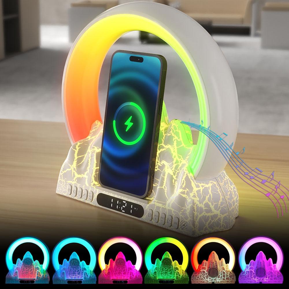 Wireless Charger With Alarm Clock & Bluetooth Speaker - Black