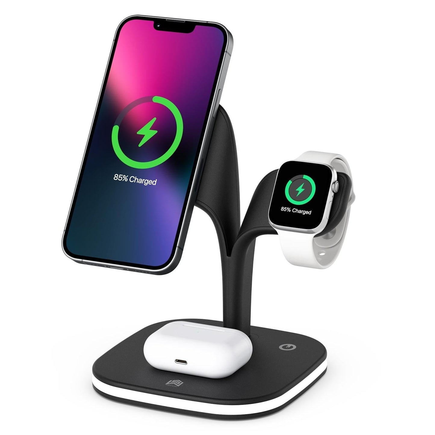 15W 5 In 1 Magnetic Wireless Charger With Stand - Black