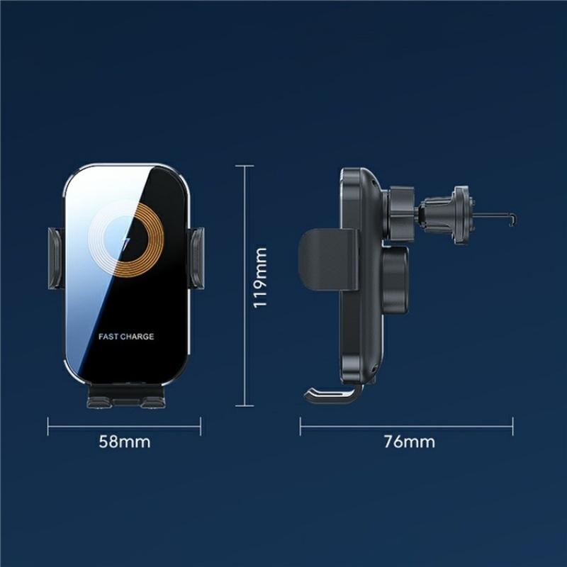 Touch-sensing Car Vent Wireless Charger Holder - X12 - Black