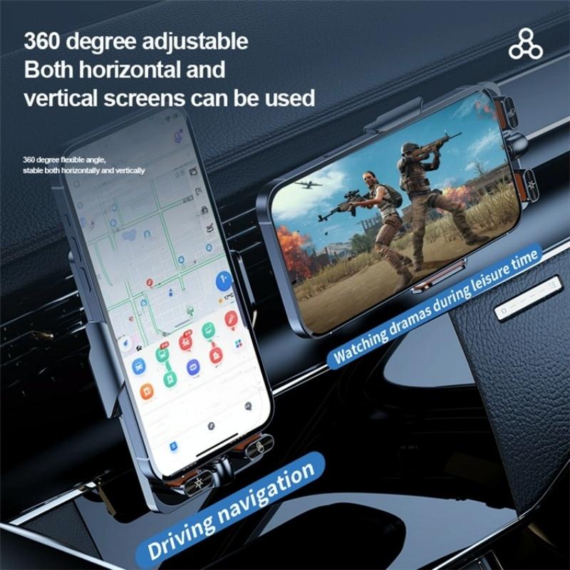 Wireless Car Charger with Infrared Sensor and Aluminum Bracket - Transparent Black