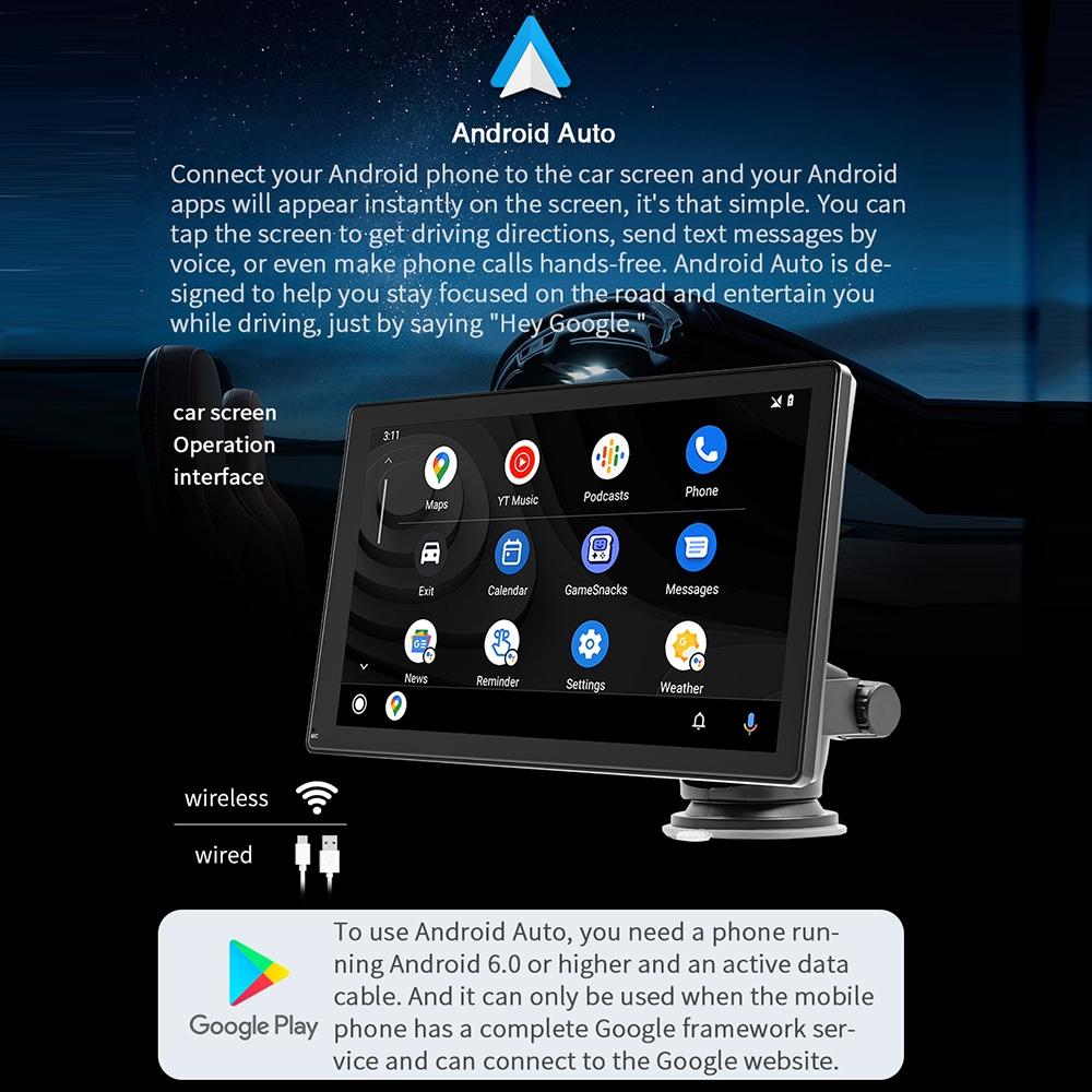 9 Inch Car Mp5 Player With Carplay / Android Auto - Black