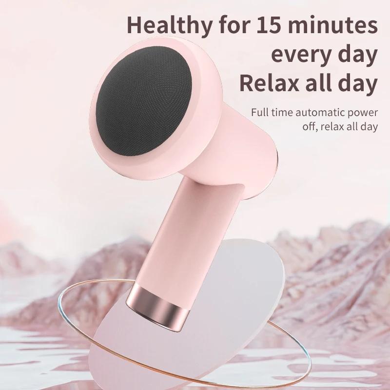 5-Head Handheld Massage Gun For Fat Pushing - Pink