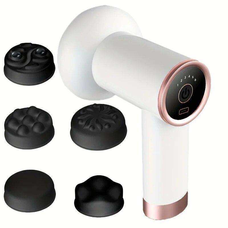 5-Head Handheld Massage Gun For Fat Pushing - Pink