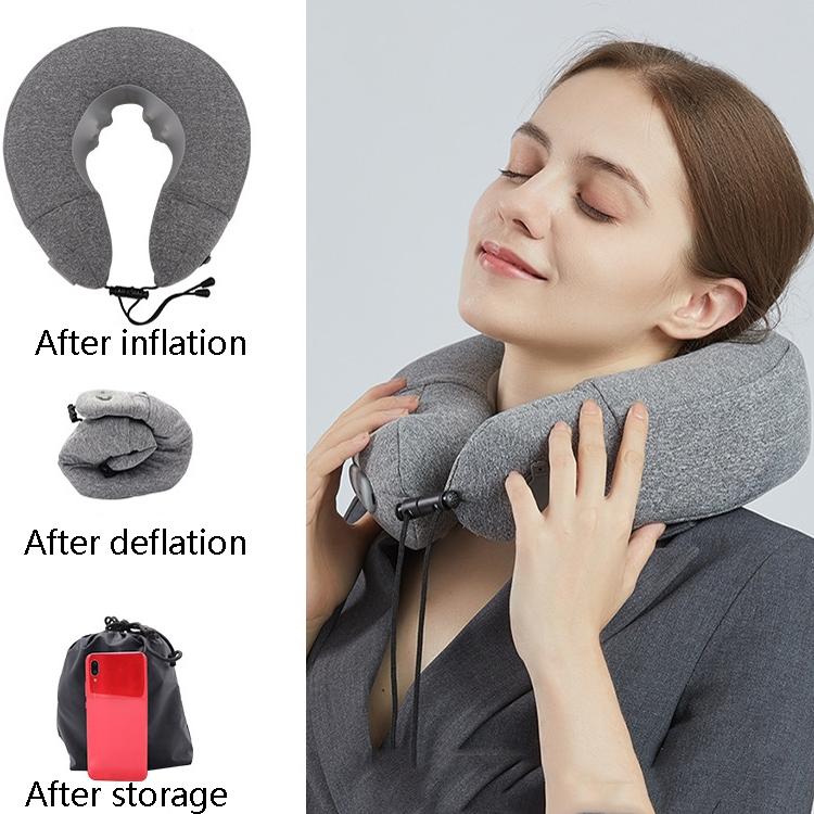 Gray Inflatable Neck Massager Pillow For Cervical Spine