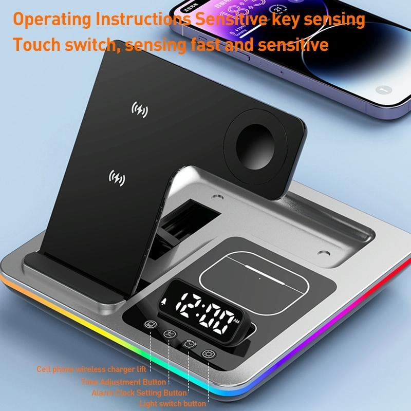 15W 5 In 1 Foldable Wireless Charger Stand - Black